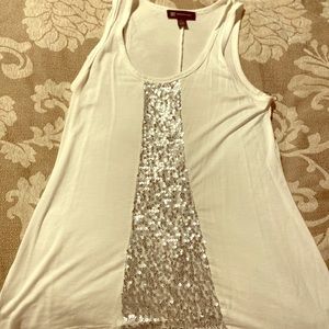 INC white tank with silver sequins